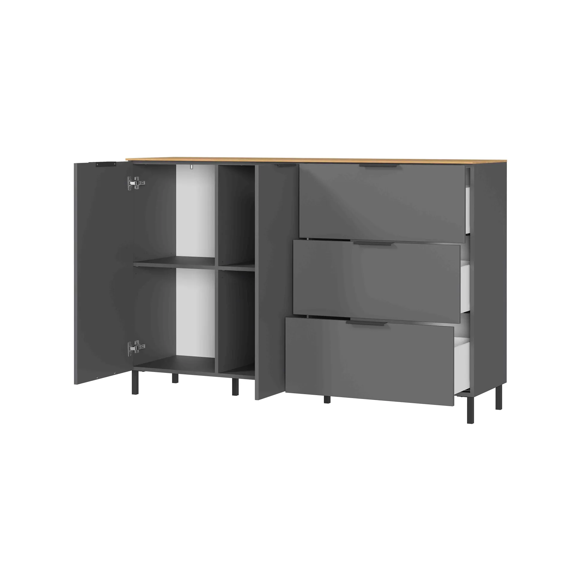 Dressoir Amalfi Grafiet-Eiken S