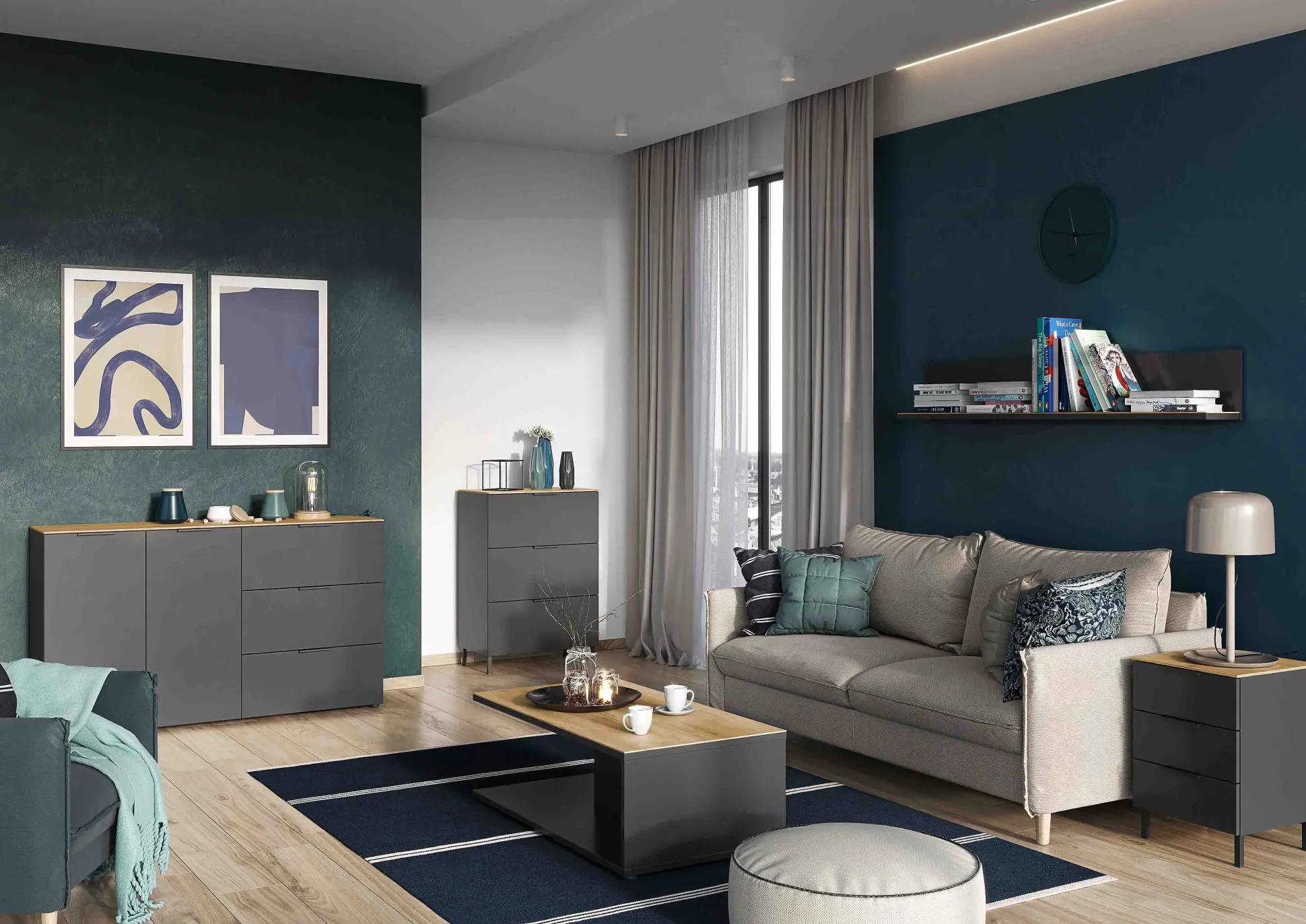 Dressoir Amalfi Grafiet-Eiken S