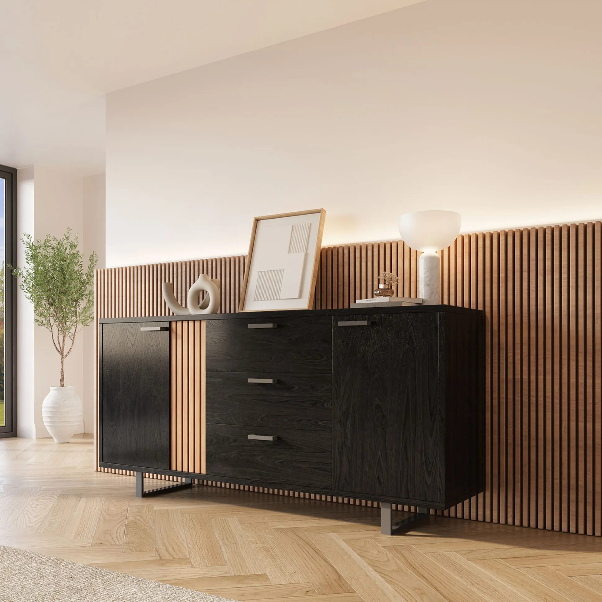 Dressoir Myron Zwart 216 cm