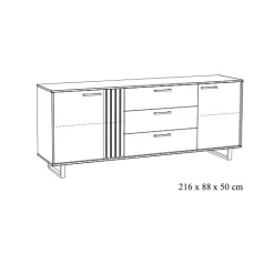 Dressoir Myron Zwart 216 cm