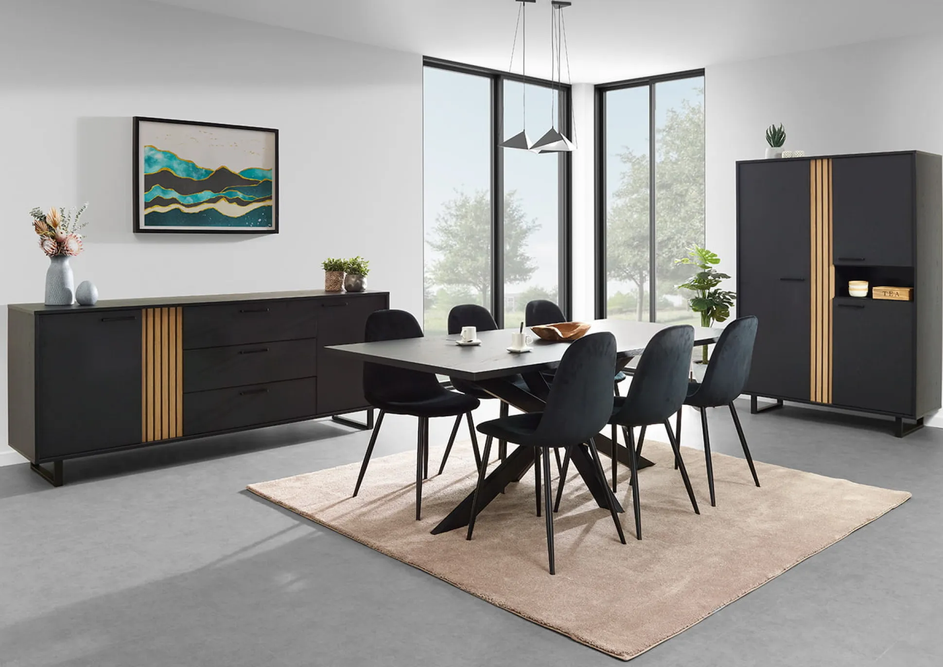 Dressoir Myron Zwart 216 cm