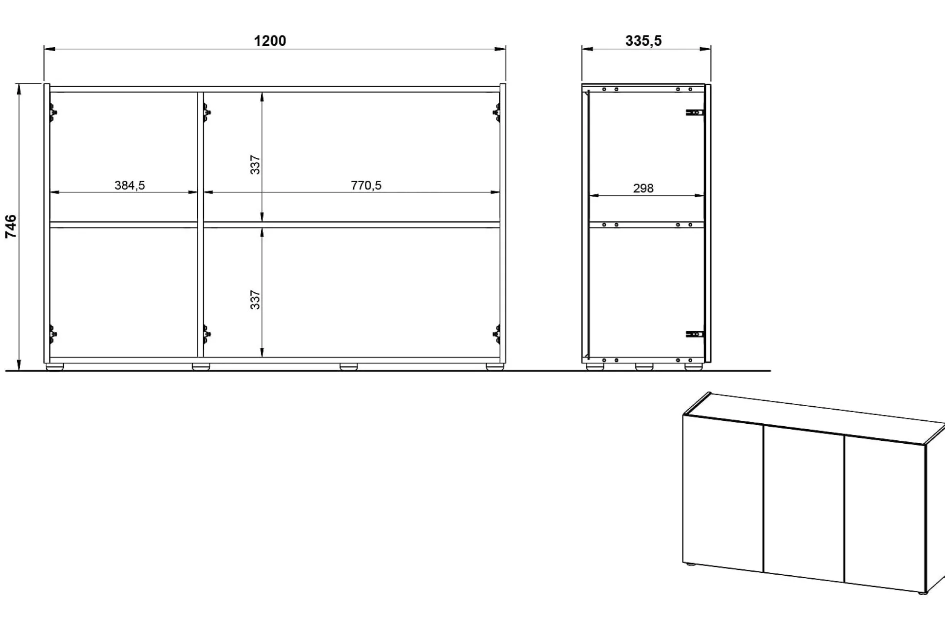 Dressoir Orlando Grafiet 120 cm