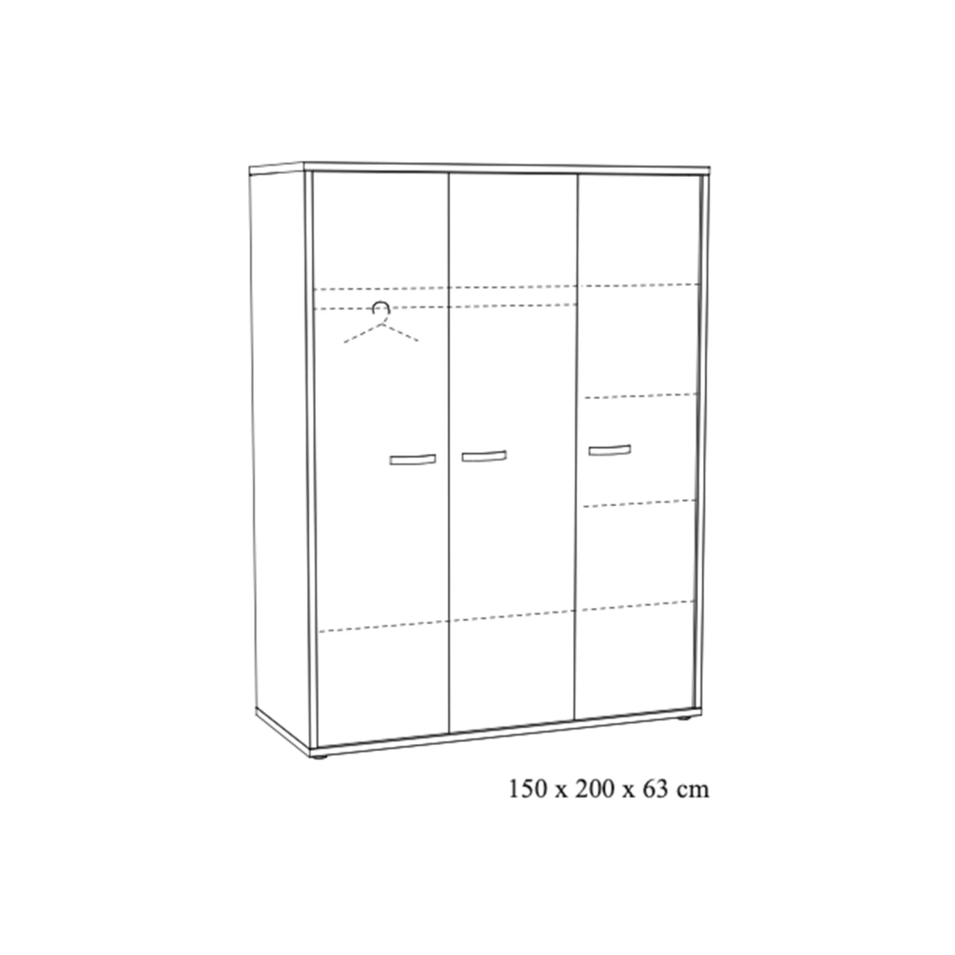 Driedeurskast Gabon Eiken