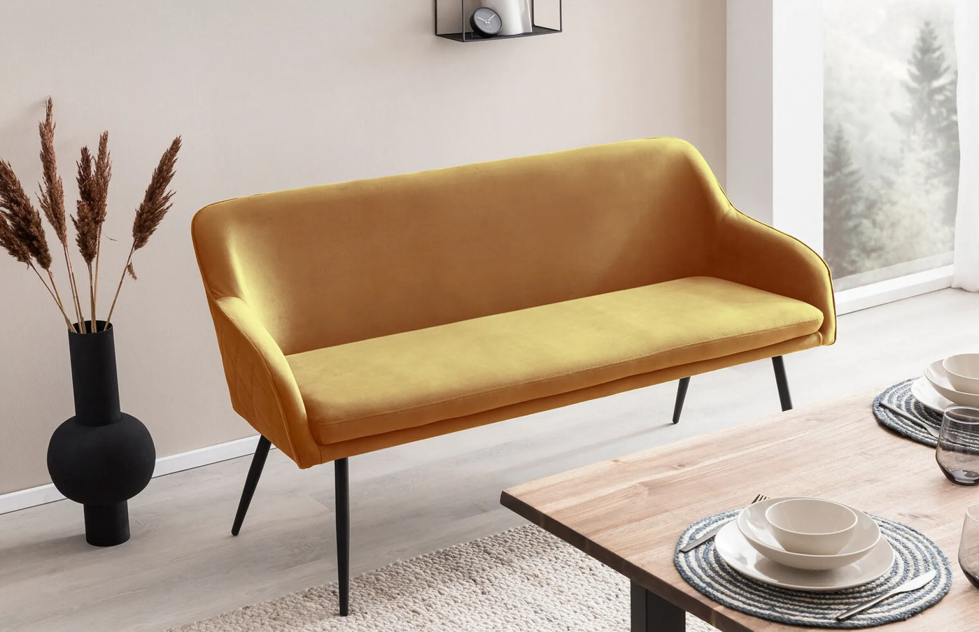 Eetkamerbank Darcy Mosterd Velours