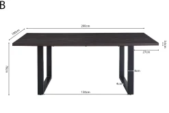 Eetkamertafel Eugene Donkerbruin 200cm