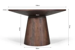 Eetkamertafel Florance Bruin Rond 130 cm