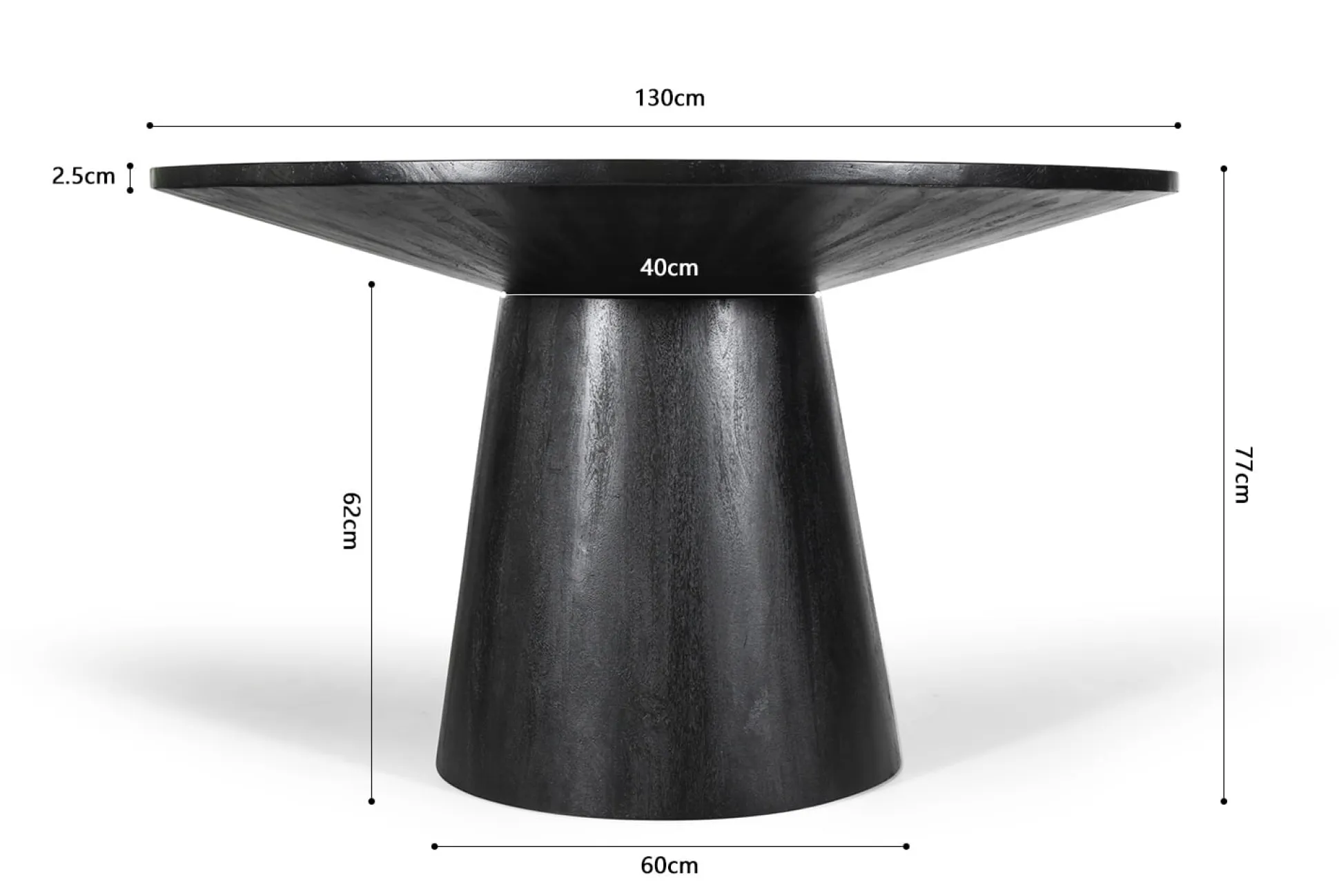 Eetkamertafel Florance Zwart Rond 130 cm