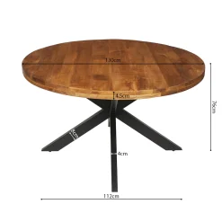 Eetkamertafel Hendrik 130cm rond Mangolia