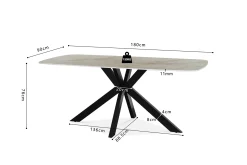 Eetkamertafel Jody Beige 180 cm