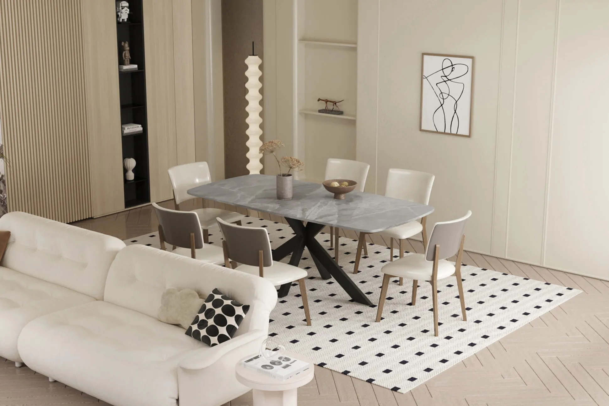 Eetkamertafel Jody Grijs Glans 180 cm