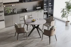 Eetkamertafel Jody Grijs Glans Rond 110 cm