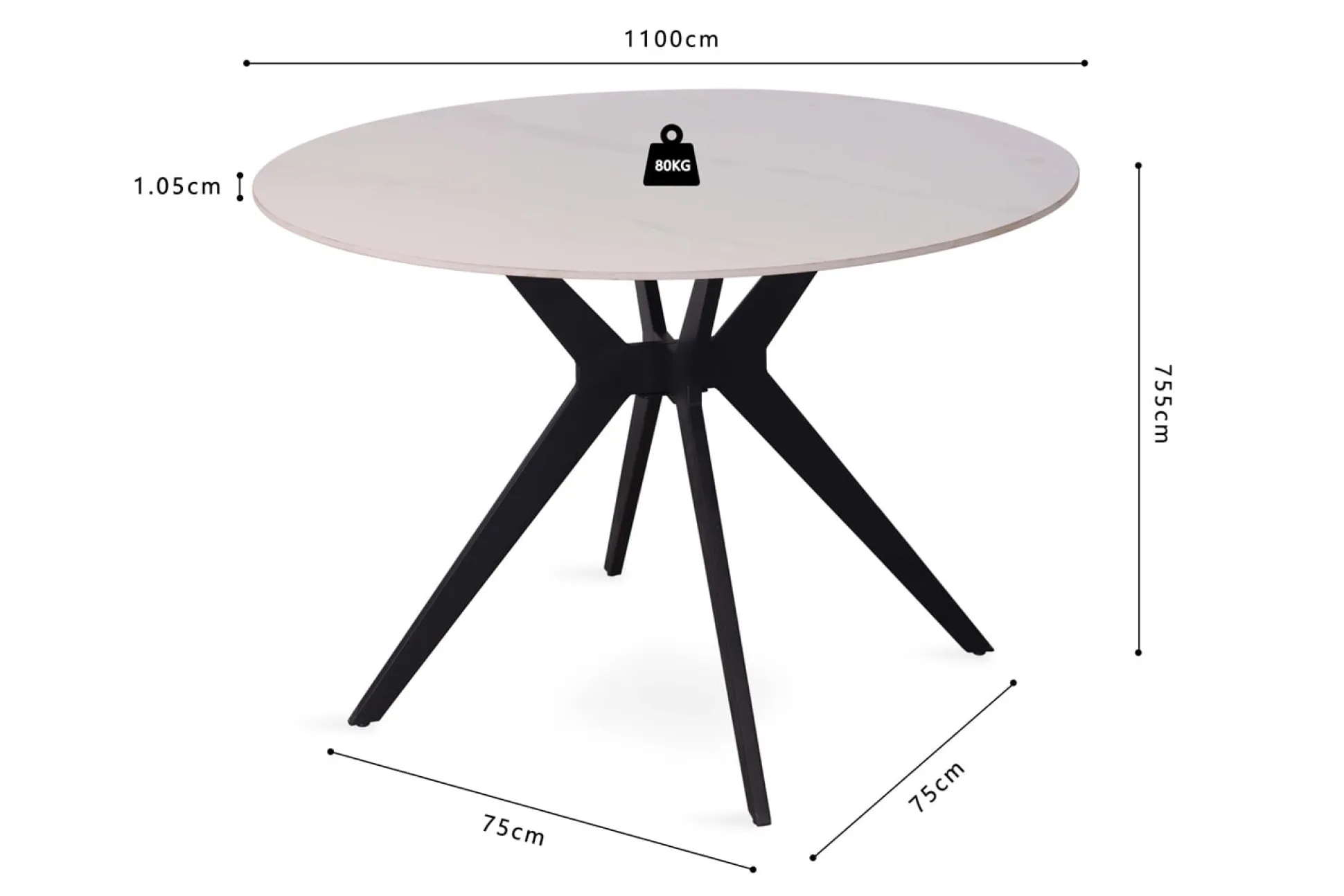 Eetkamertafel Jody Wit Glans Rond 110 cm