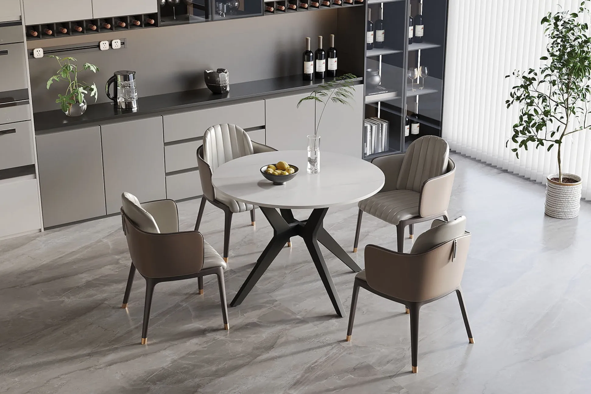 Eetkamertafel Jody Wit Glans Rond 110 cm