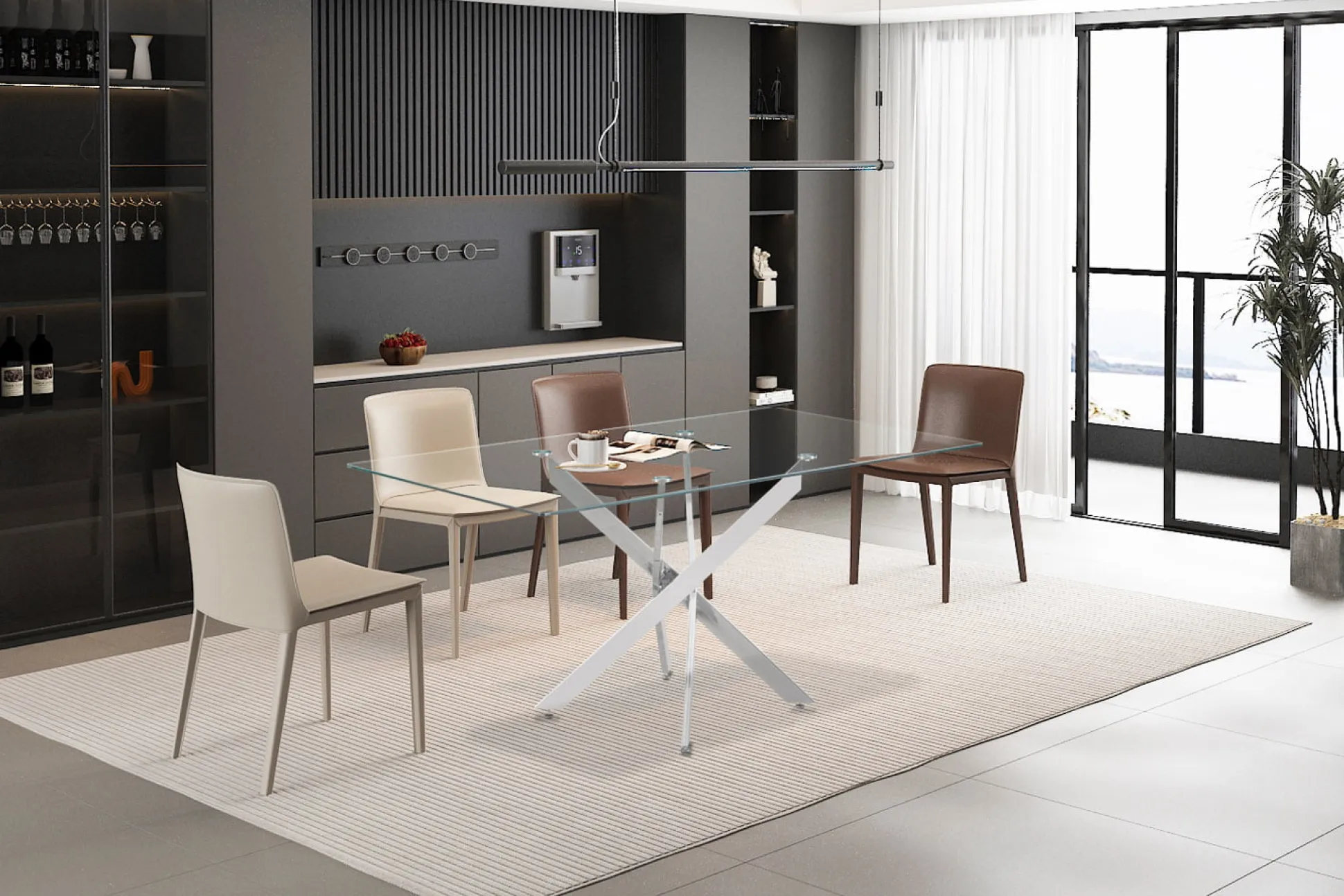 Eetkamertafel Martijn Glas 160 cm