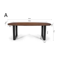 Eetkamertafel Monaco Bruin Ovaal 220 cm