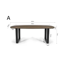 Eetkamertafel Monaco Tabaco Ovaal 220 cm