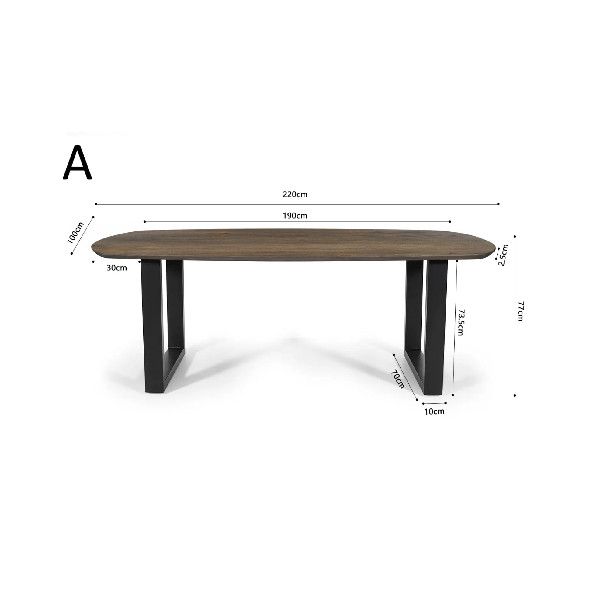 Eetkamertafel Monaco Tabaco Ovaal 220 cm