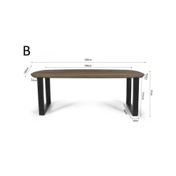 Eetkamertafel Monaco Tabaco Ovaal 220 cm