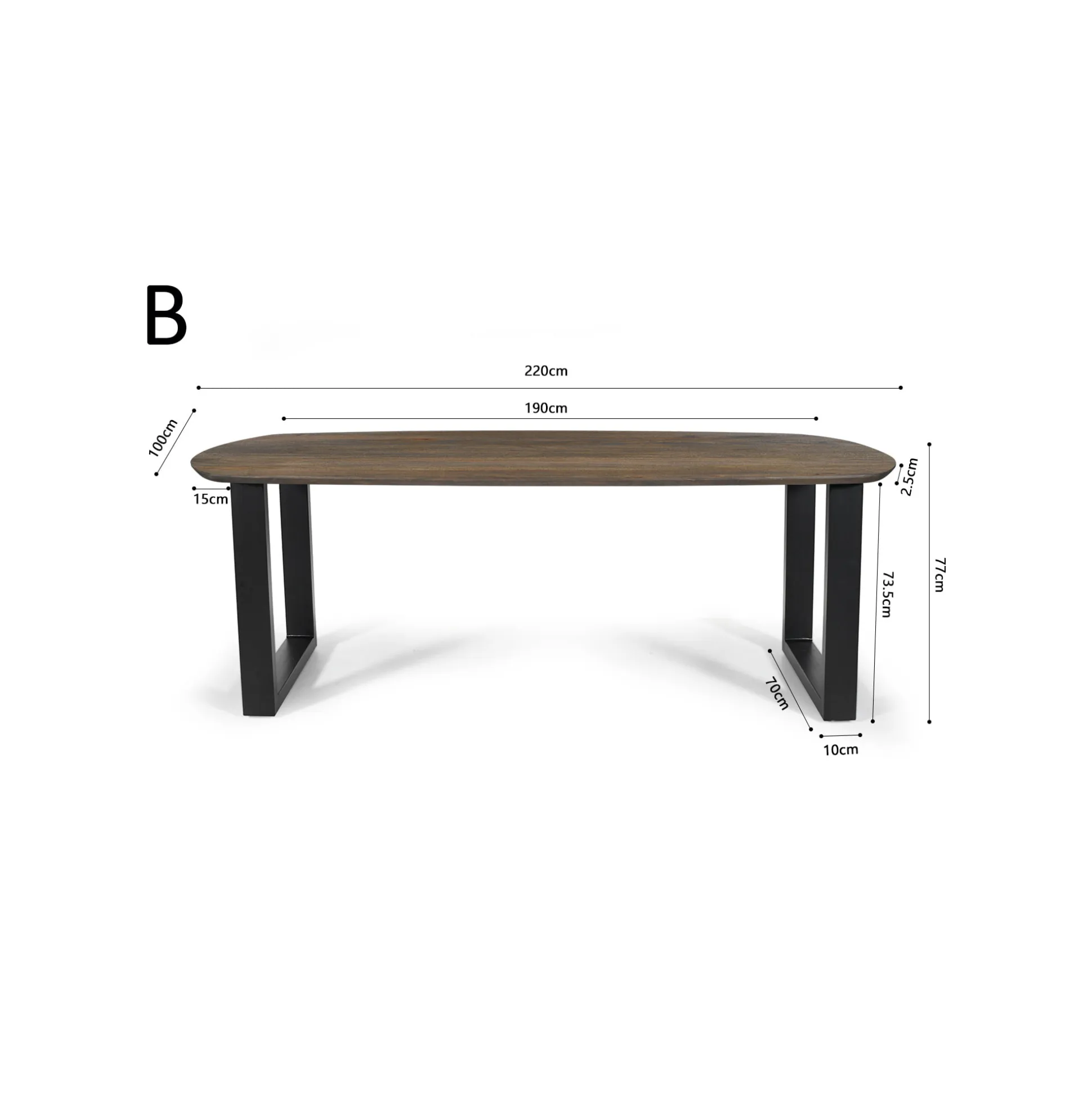 Eetkamertafel Monaco Tabaco Ovaal 220 cm