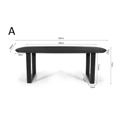 Eetkamertafel Monaco Zwart Ovaal 220 cm