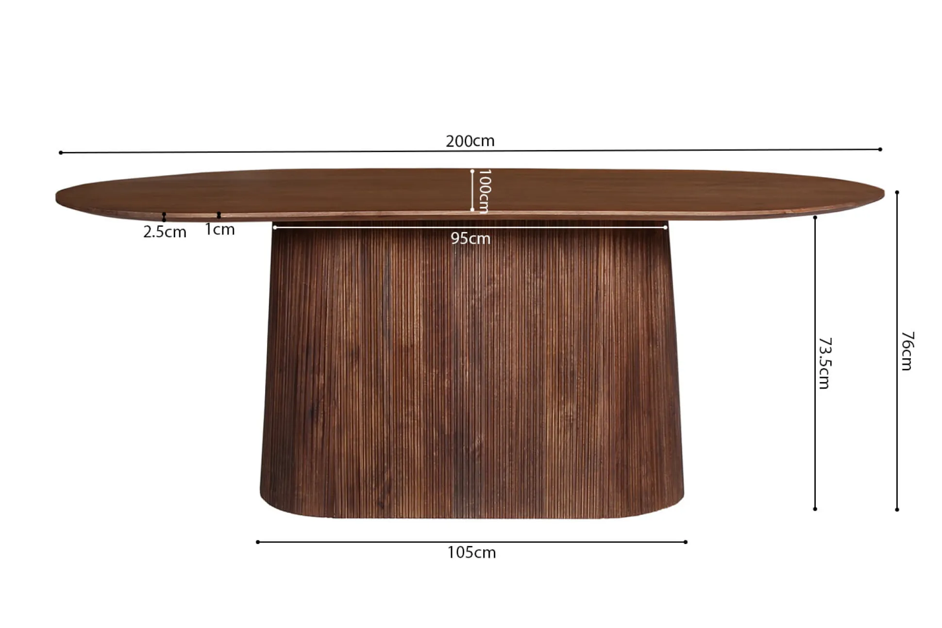 Eetkamertafel River Ovaal Lichtbruin 200 cm