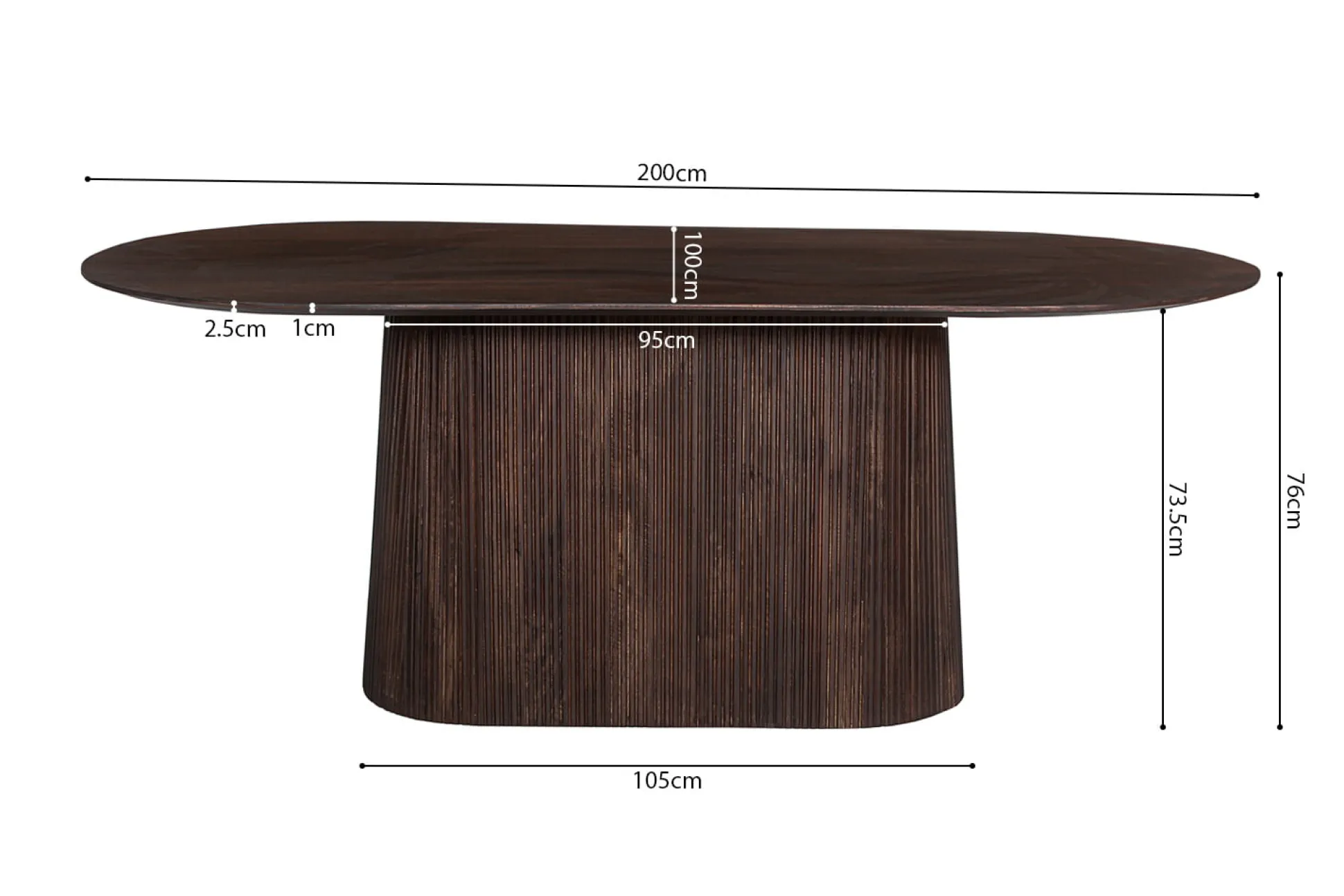 Eetkamertafel River Ovaal Donkerbruin 200 cm