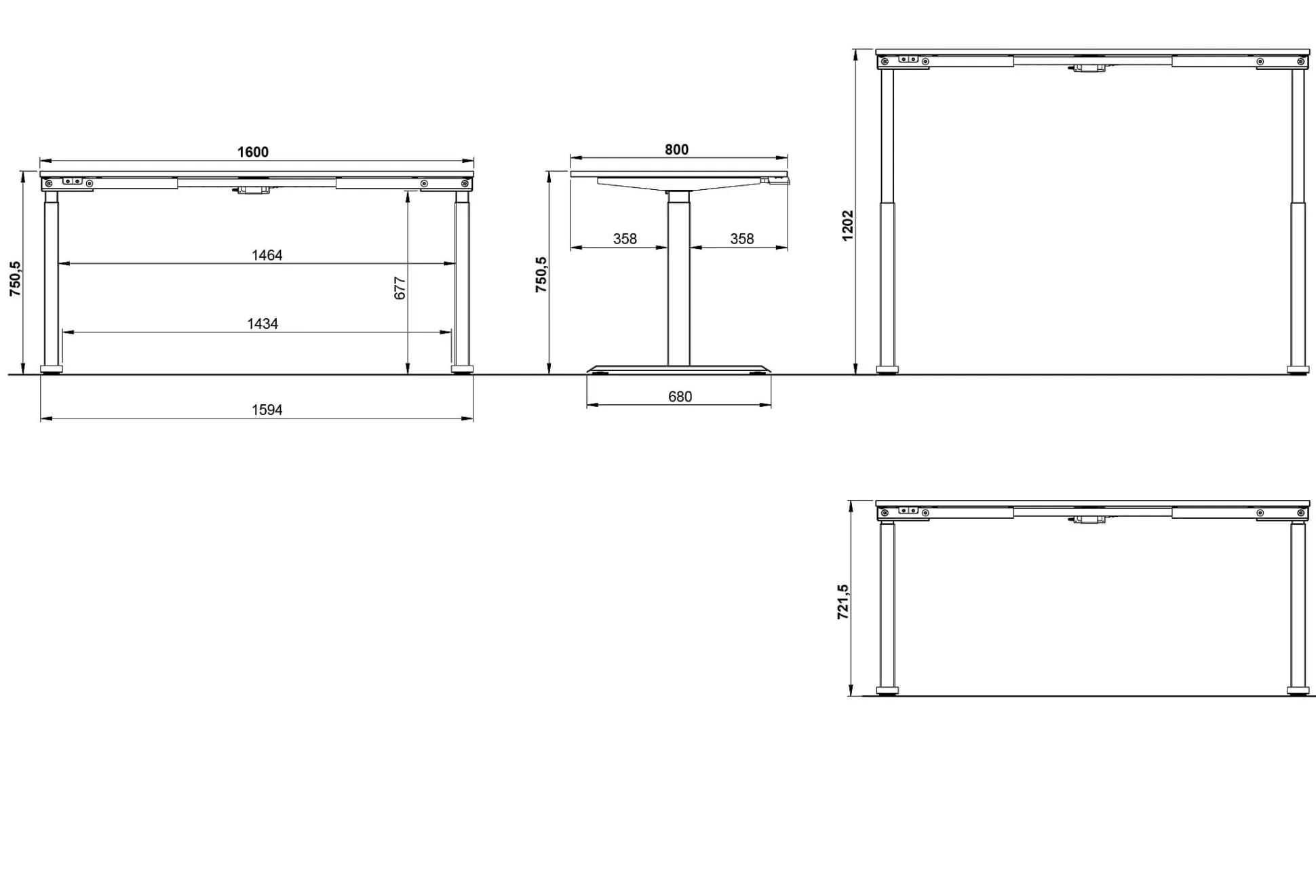 Elektrisch zit-sta Bureau Galileo Wit 160 cm