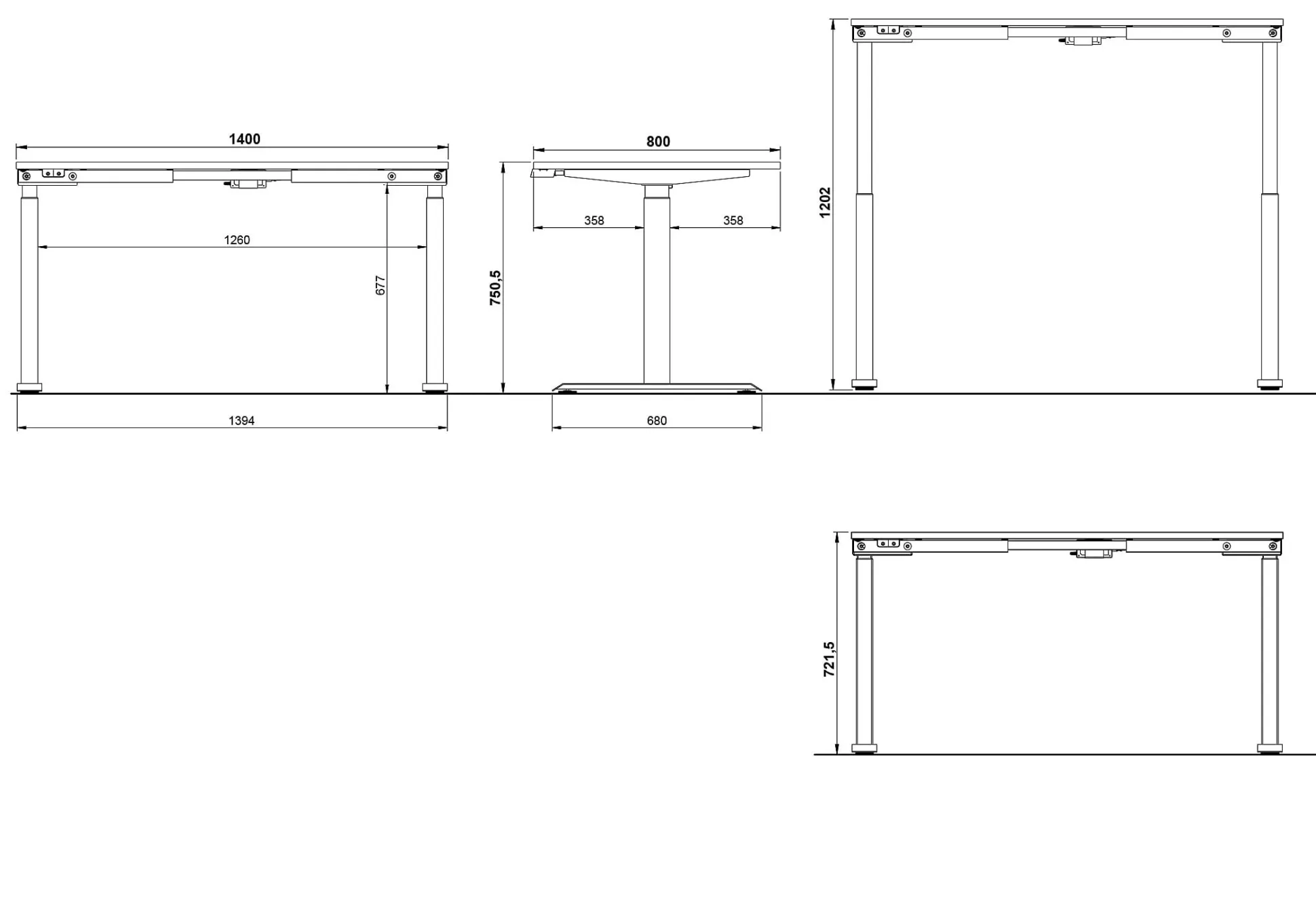 Elektrisch zit-sta Bureau Galileo Wit 140 cm