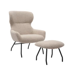 Fauteuil en poef Kaya Taupe
