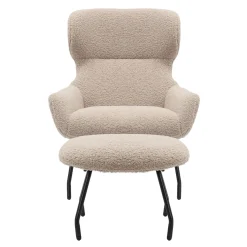 Fauteuil en poef Kaya Taupe