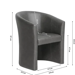 Fauteuil Steven Donkergrijs Kunstleer – Vintage