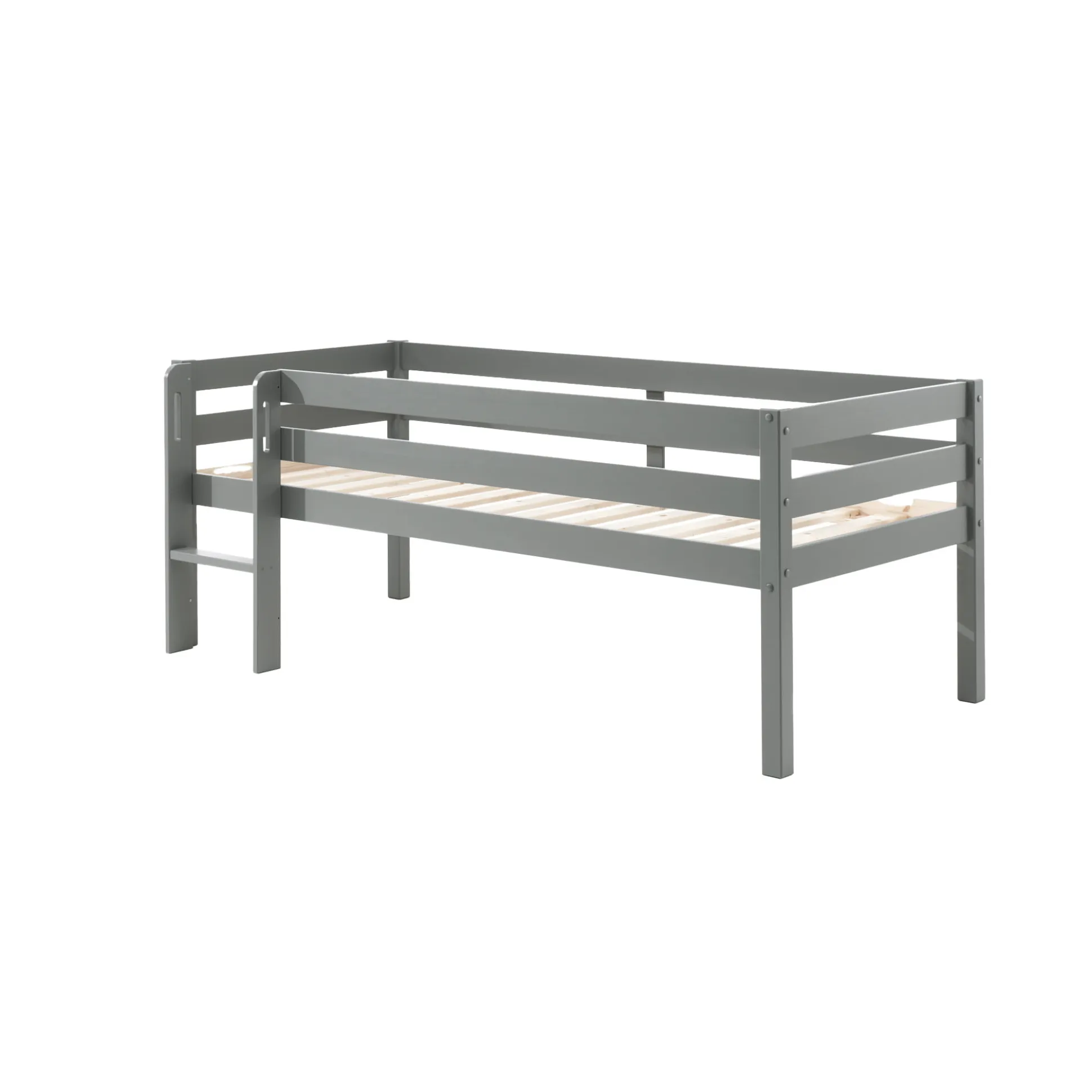 Halfhoogslaper Charlie Grijs Grenen 90×200 cm – Met ladder