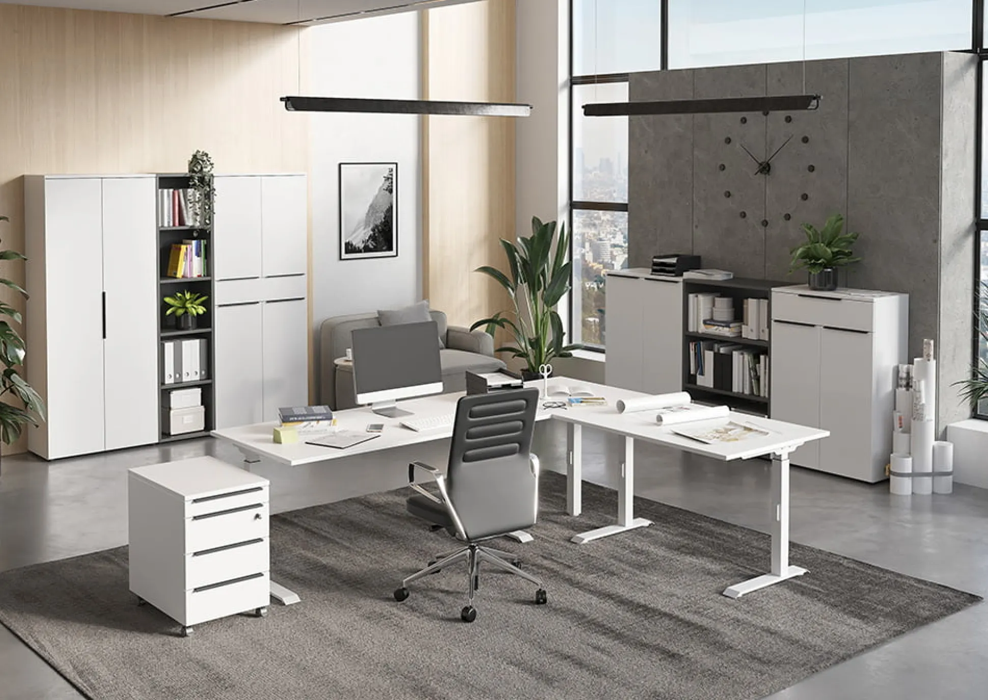 Hoekbureau Galileo Wit 260 x 220 cm