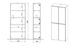 Hoge kantoorkast Chicago Kasjmier 197 cm