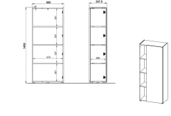 Hoge kantoorkast Orlando Kasjmier 145 cm