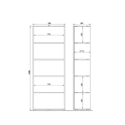 Hoge open kantoorkast Pytheas Grafiet Eiken