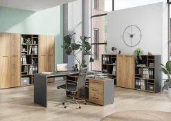 Hoge open kantoorkast Pytheas Grafiet Eiken