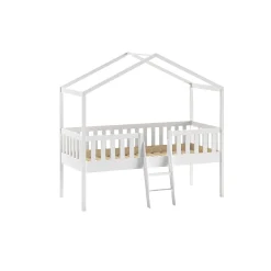 Huisbed Bibi Grenen Wit 90×200 cm – Met ladder