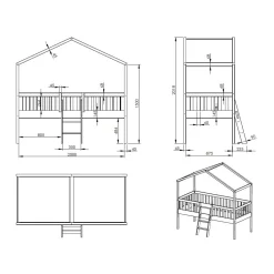 Huisbed Bibi Grenen Wit 90×200 cm – Met ladder