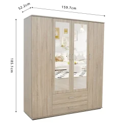 Kledingkast Jean 4-deurs – Spiegel