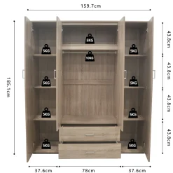 Kledingkast Jean 4-deurs – Spiegel
