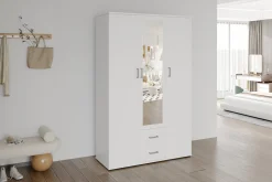 Kledingkast Jean 3-deurs Wit – Spiegel