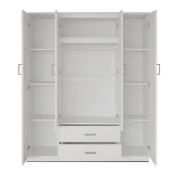 Kledingkast Jean 4-deurs Wit – Spiegel