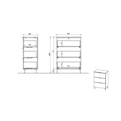 Ladekast Amalfi Grafiet-Eiken