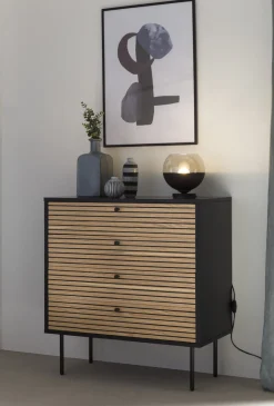 Ladekast Madeira Eiken-Zwart