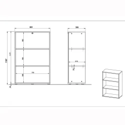 Lage brede kantoorkast Ergonoma Eiken
