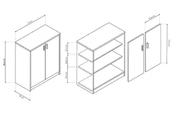 Lage dichte kast Edwin Sonoma 72x36x84 cm – 1