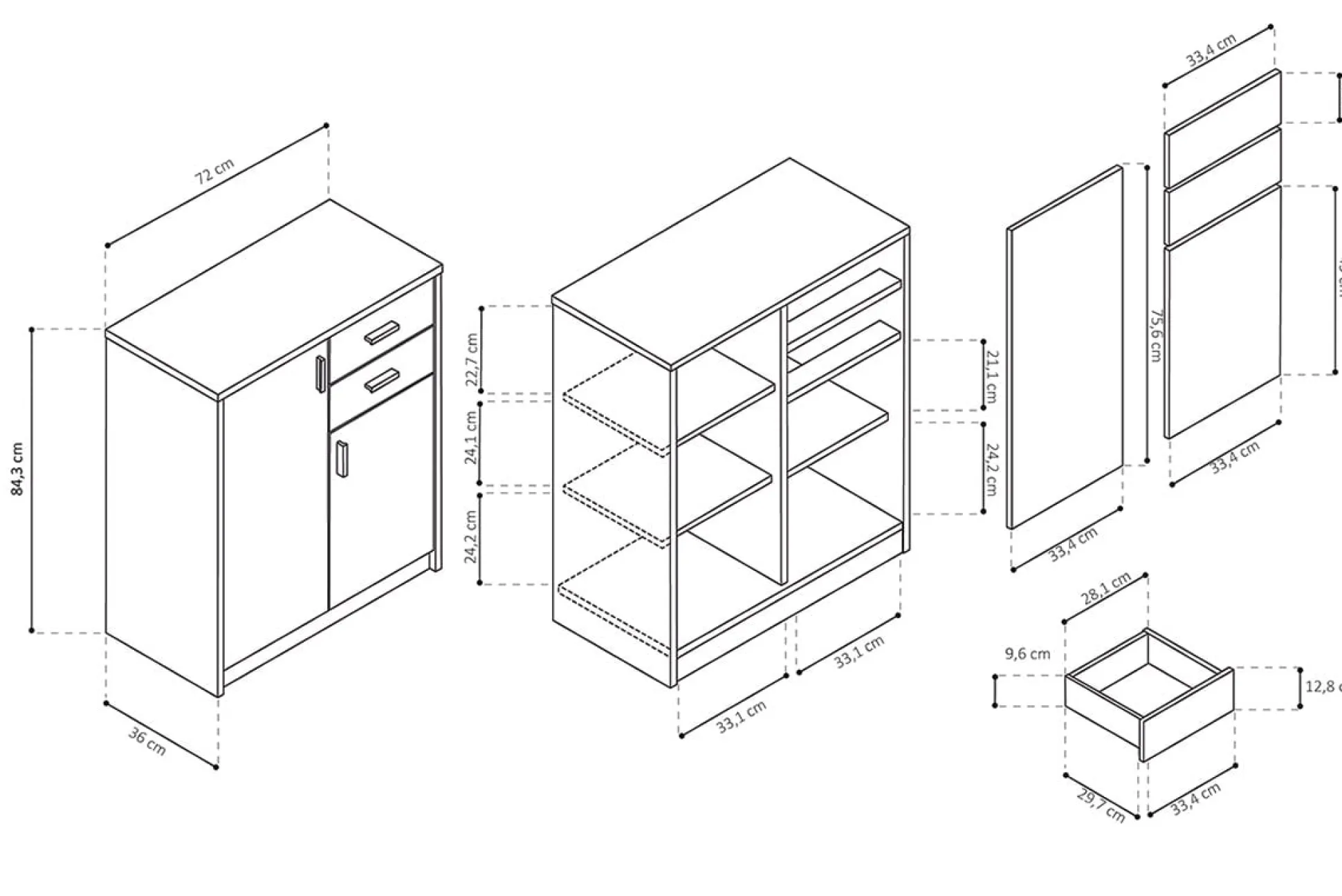 Lage dichte kast Edwin Sonoma 72x36x84 cm – 1