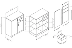 Lage dichte kast Edwin Sonoma 72x36x84 cm – 2