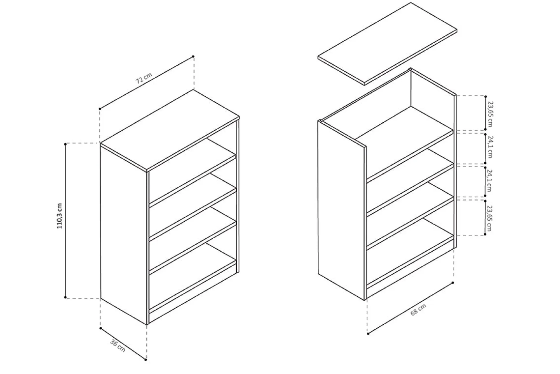 Lage open kast Edwin Sonoma 72x36x110 cm